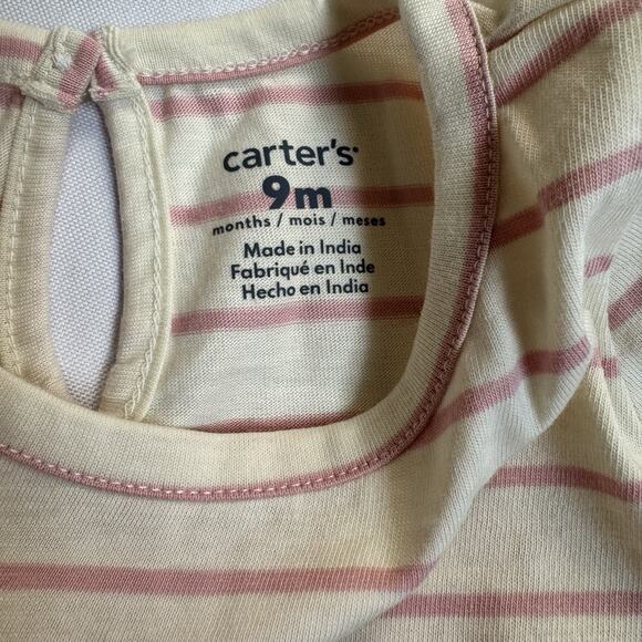 Carter's Striped Apple Dress with Underpants Baby Girls Size 9 Months Cream Pink - Picture 5 of 8